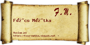 Föcs Mátka névjegykártya