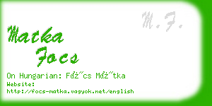 matka focs business card